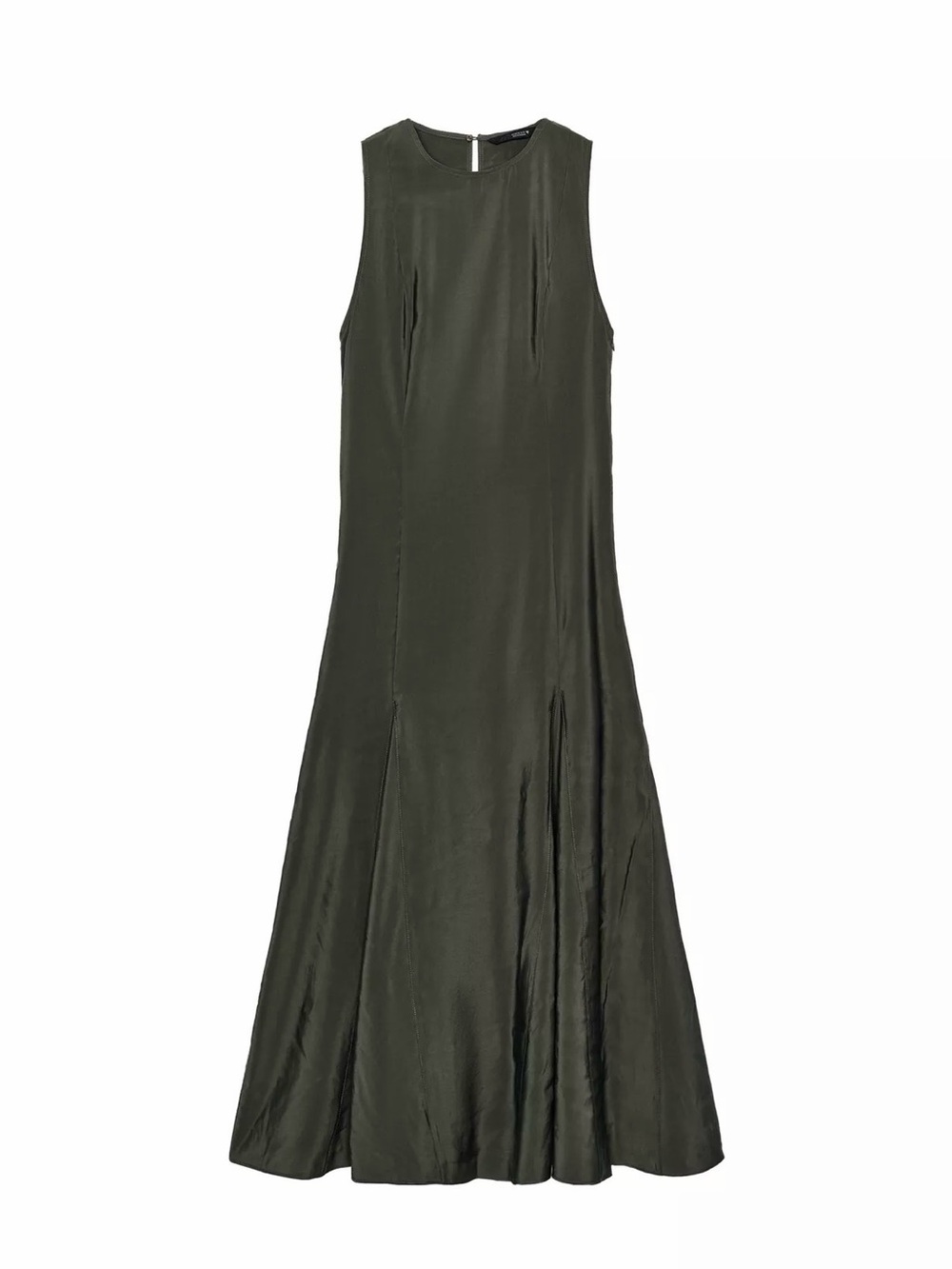 Zara Sleeveless Flowy Olive Maxi Dress Large Petrol Blue